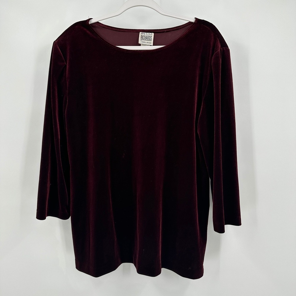 Womens Vintage Whimsigoth Velvet Top Size 16 Burgundy Goth Vamp Romantic 90s